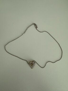 Heart Pendant Crystal Necklace - Silver
